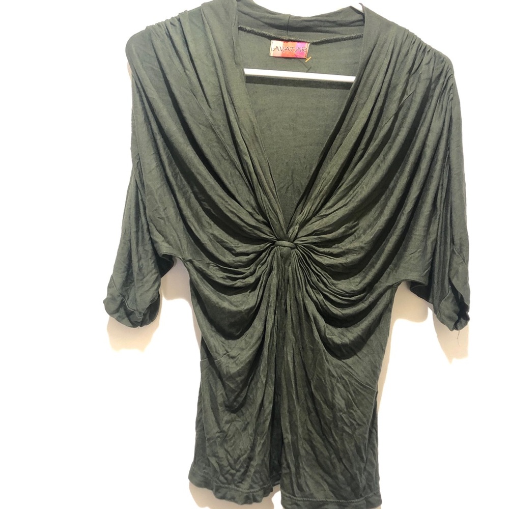 Never worn! AVATAR green twist front top